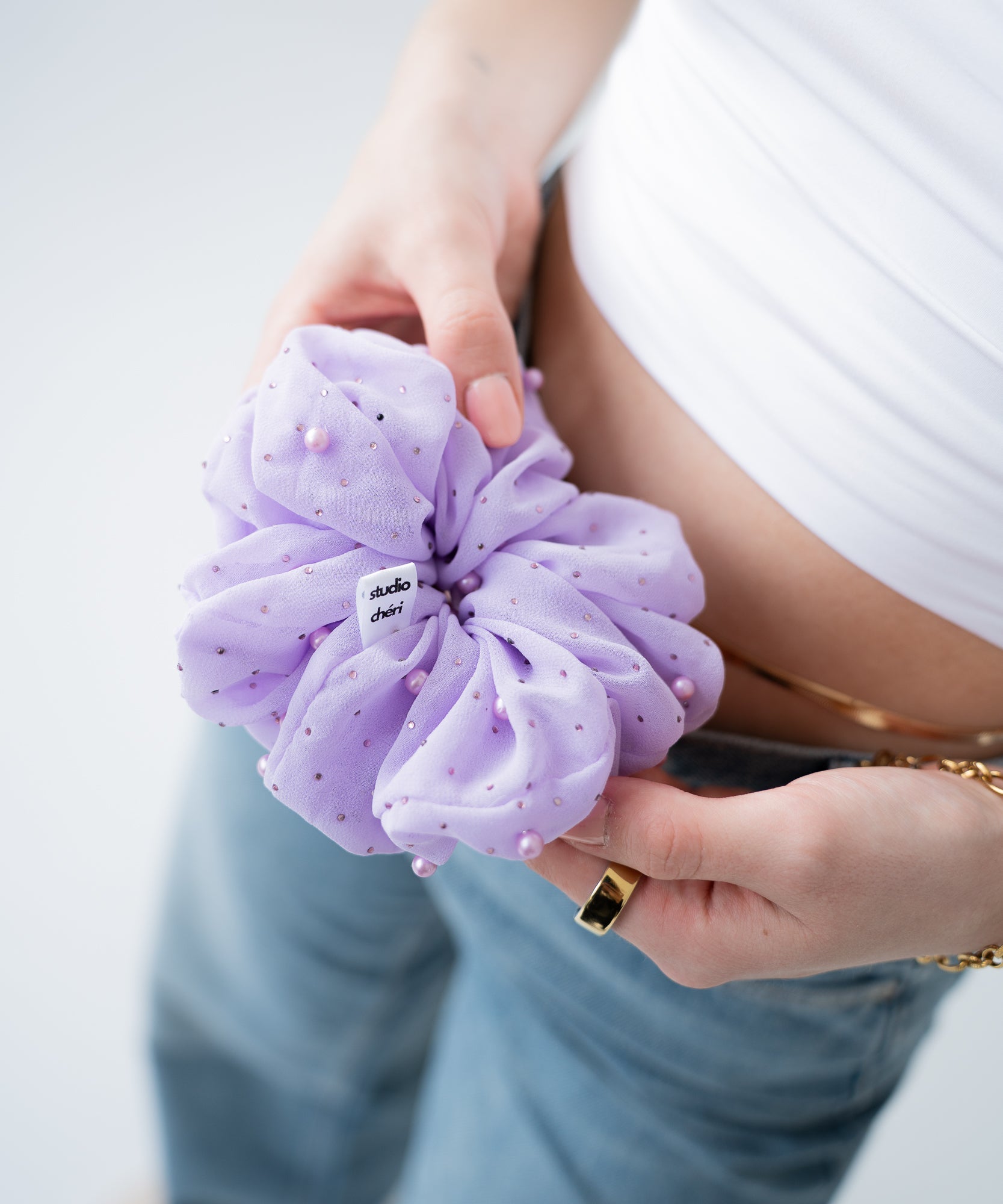 Pearl Lavender - Scrunchie mit Perlen - Lila - Studio Chéri