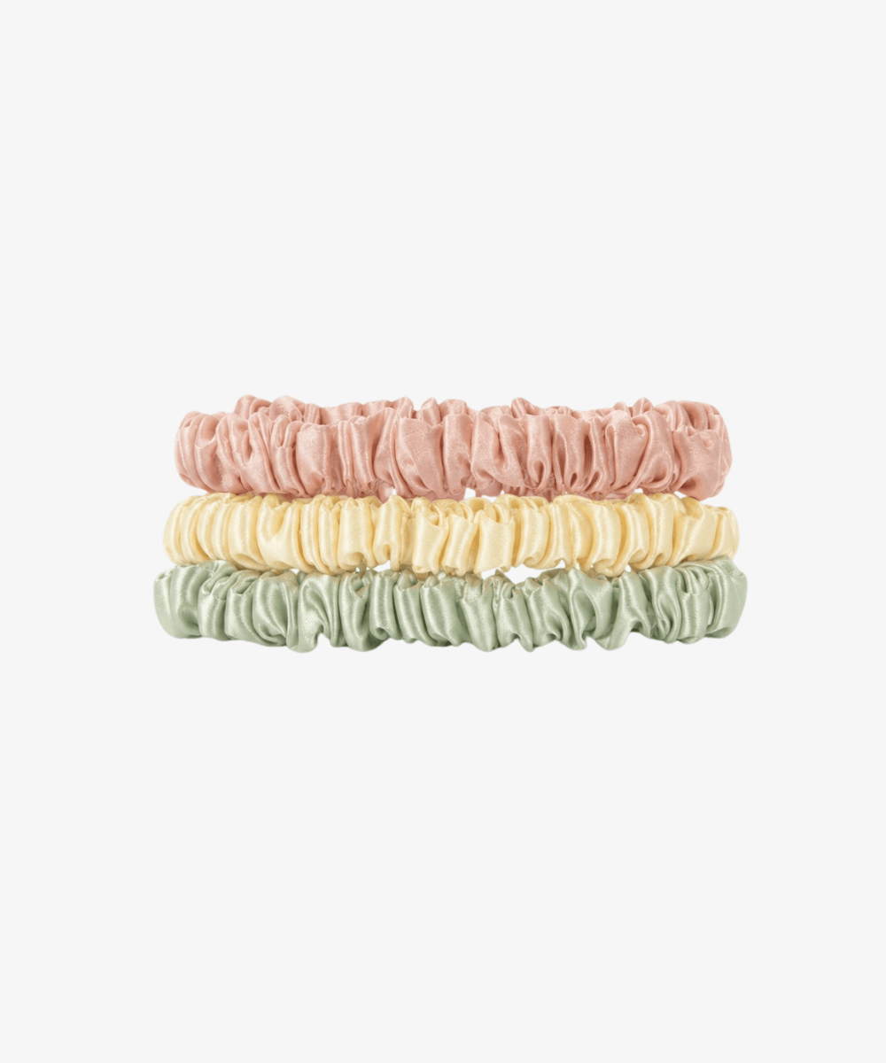 Petite Scrunchies aus Seide - Brew & Bloom - Grün/Gelb/Rosa - Studio Chéri