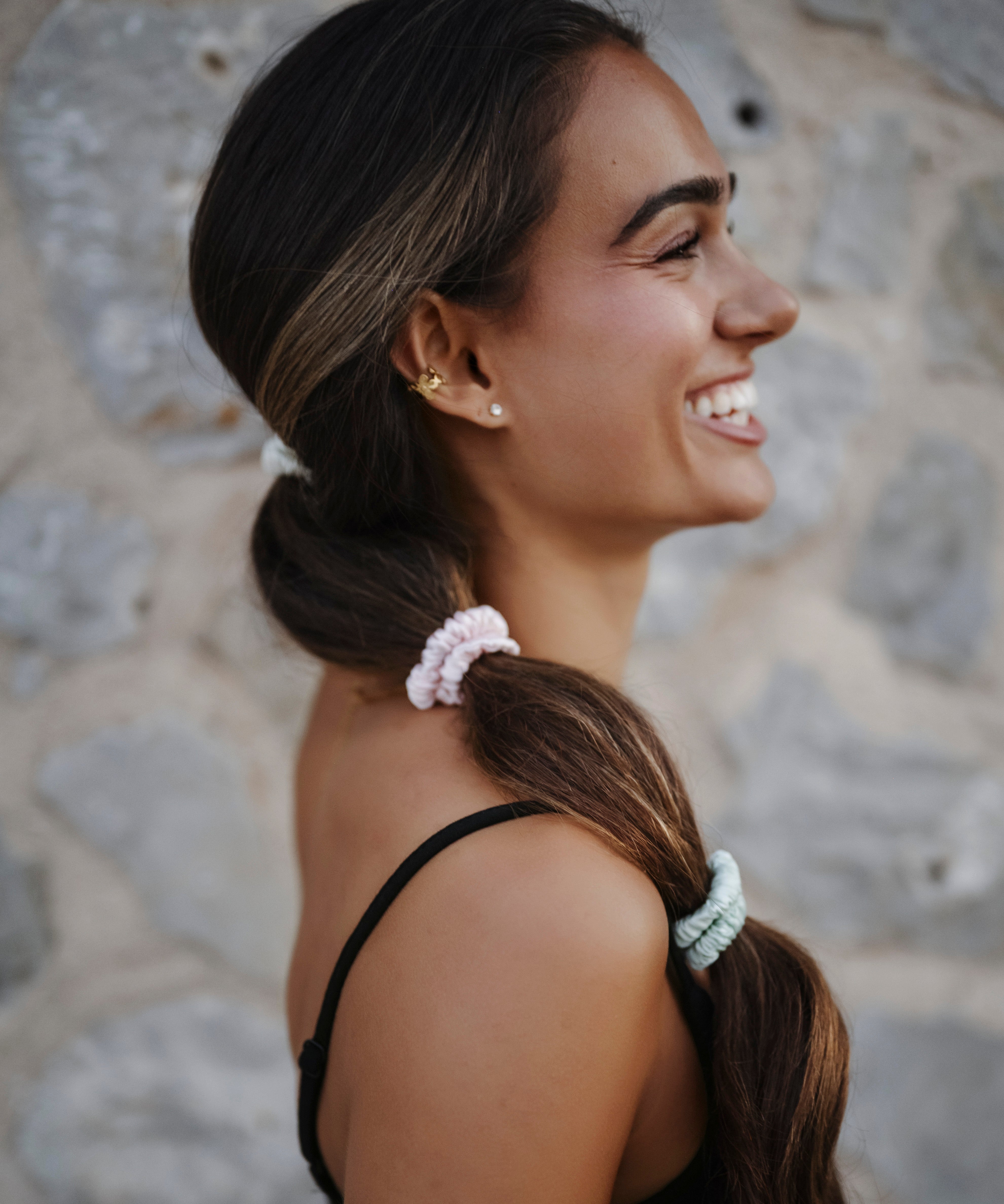 Petite Scrunchies aus Seide - Summer Breeze - rosa - Studio Chéri