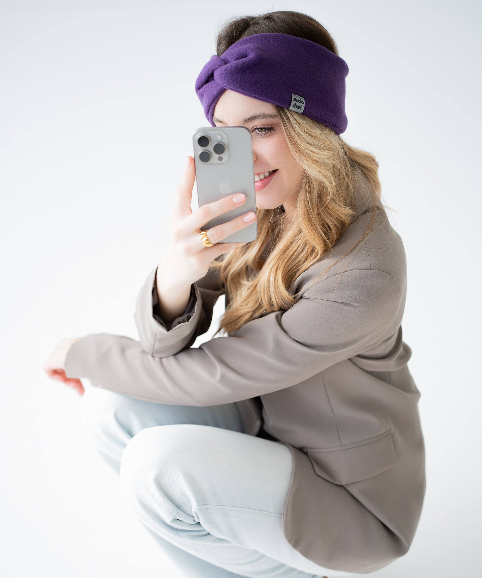 Polarfleece Stirnband - Plum - Lila - Studio Chéri