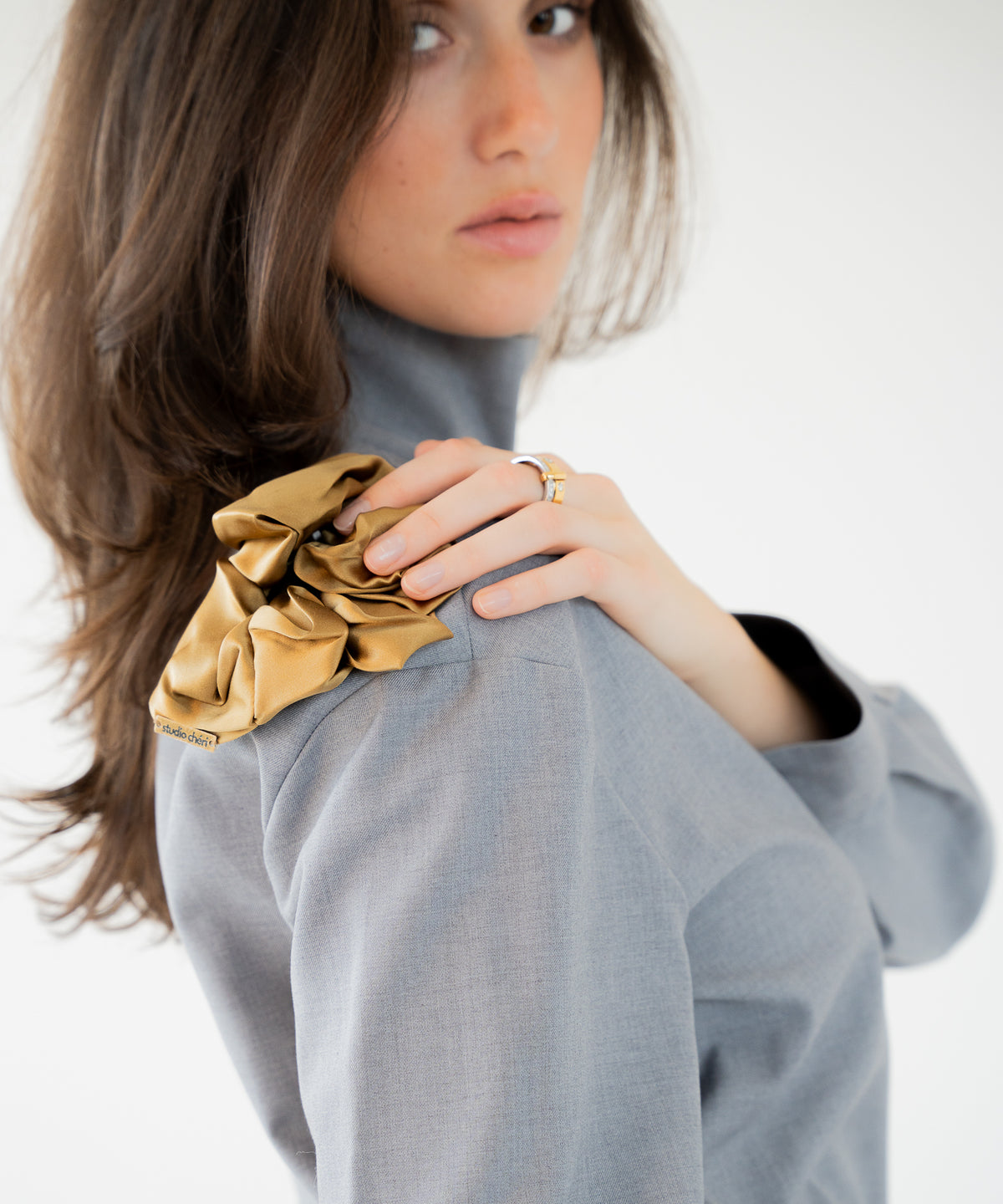 Scrunchie aus Seide - Khaki