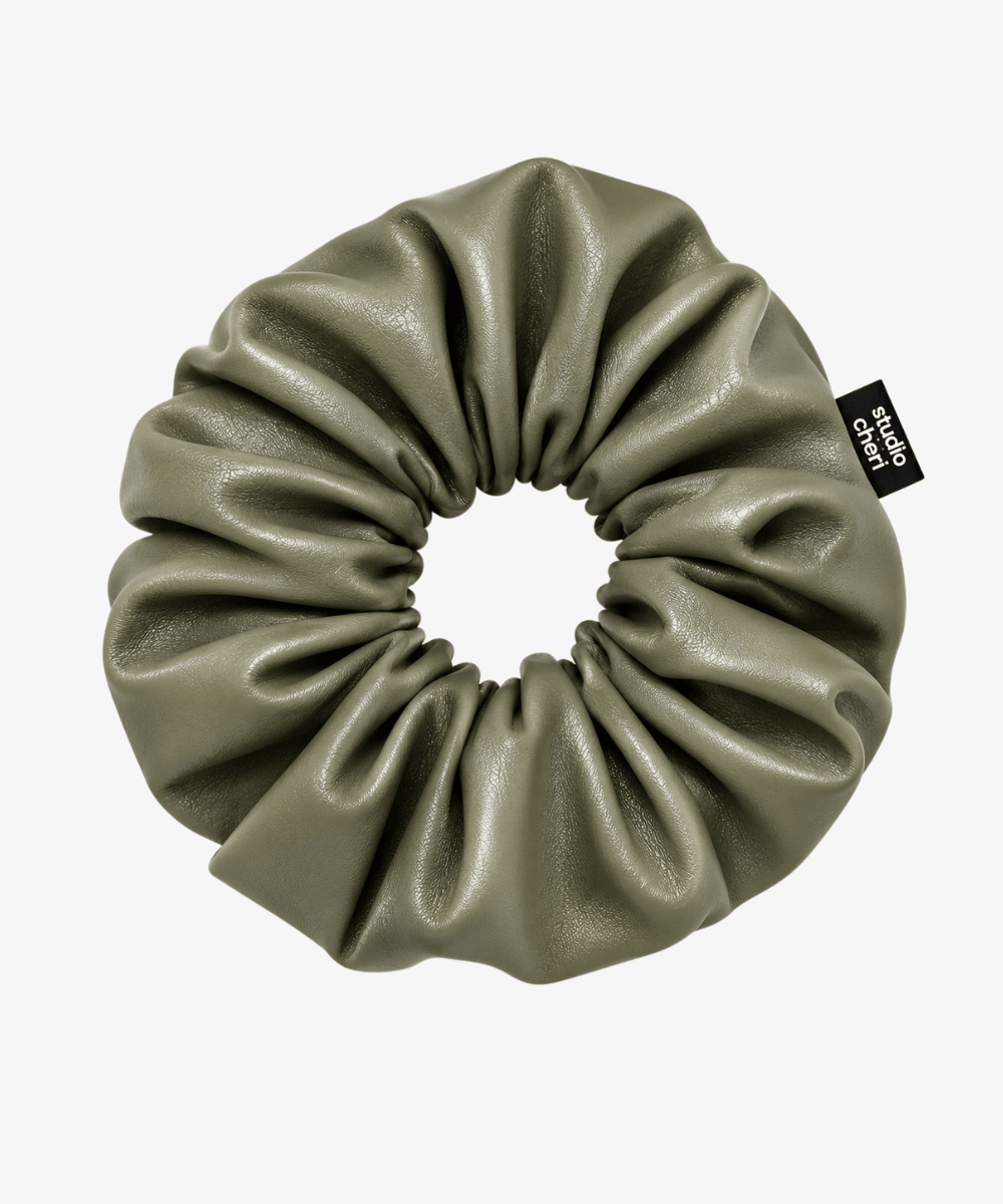 Selma - Lederscrunchie - Olive - Grün - Studio Chéri