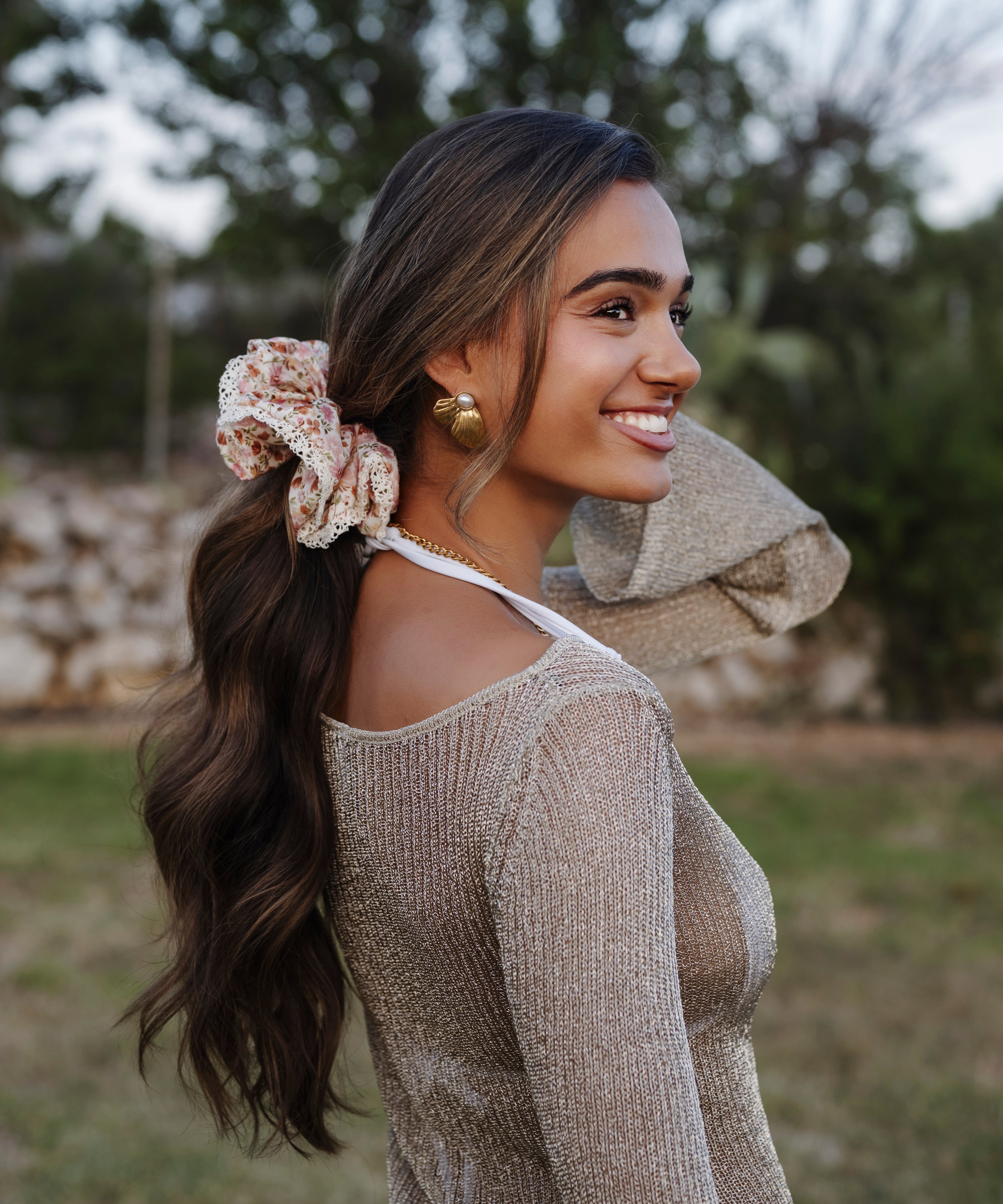 Smilla - Scrunchie mit Spitzenrand - weiß - Studio Chéri