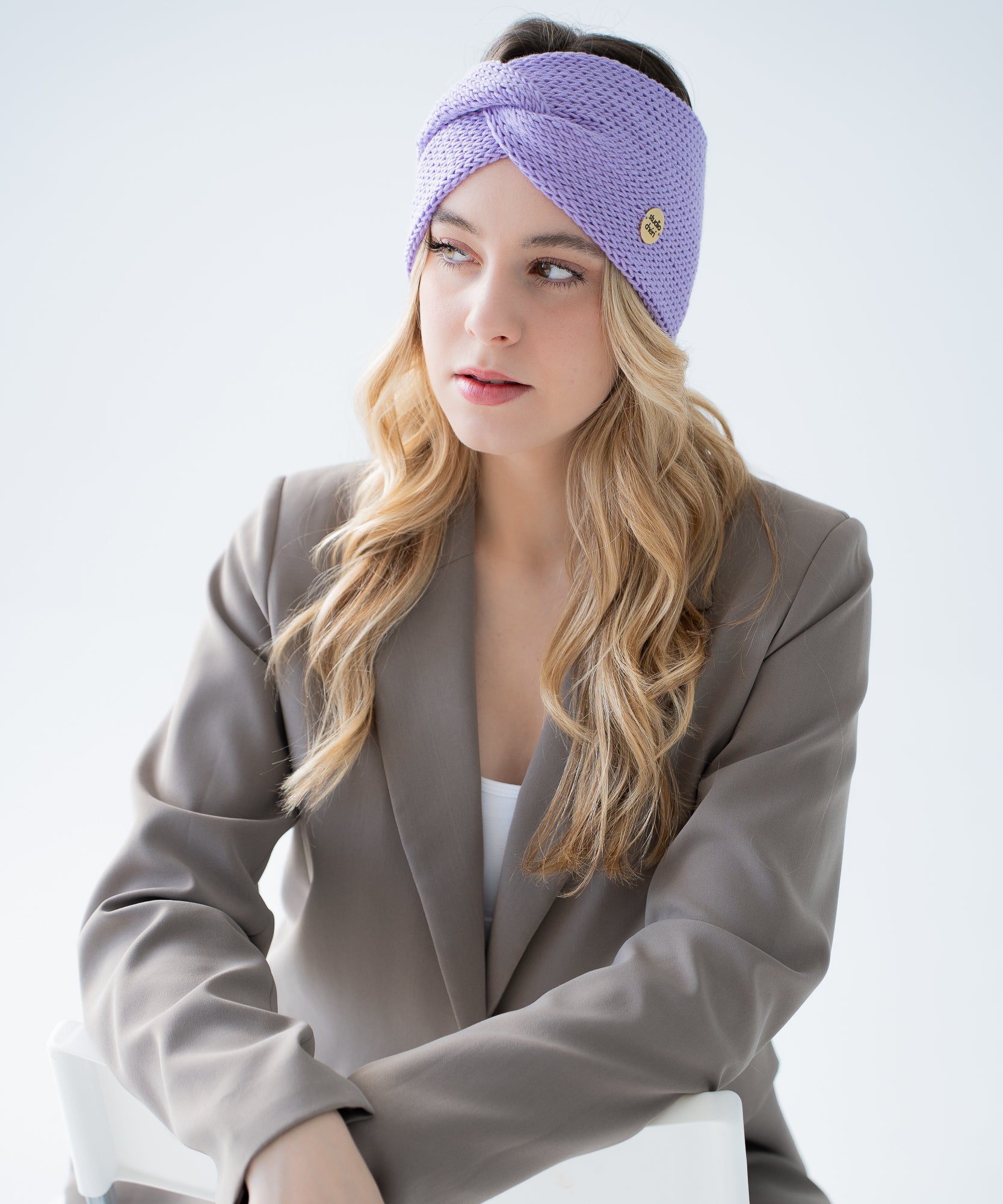 Stirnband aus Merinowolle - Lavender - Lila - Studio Chéri