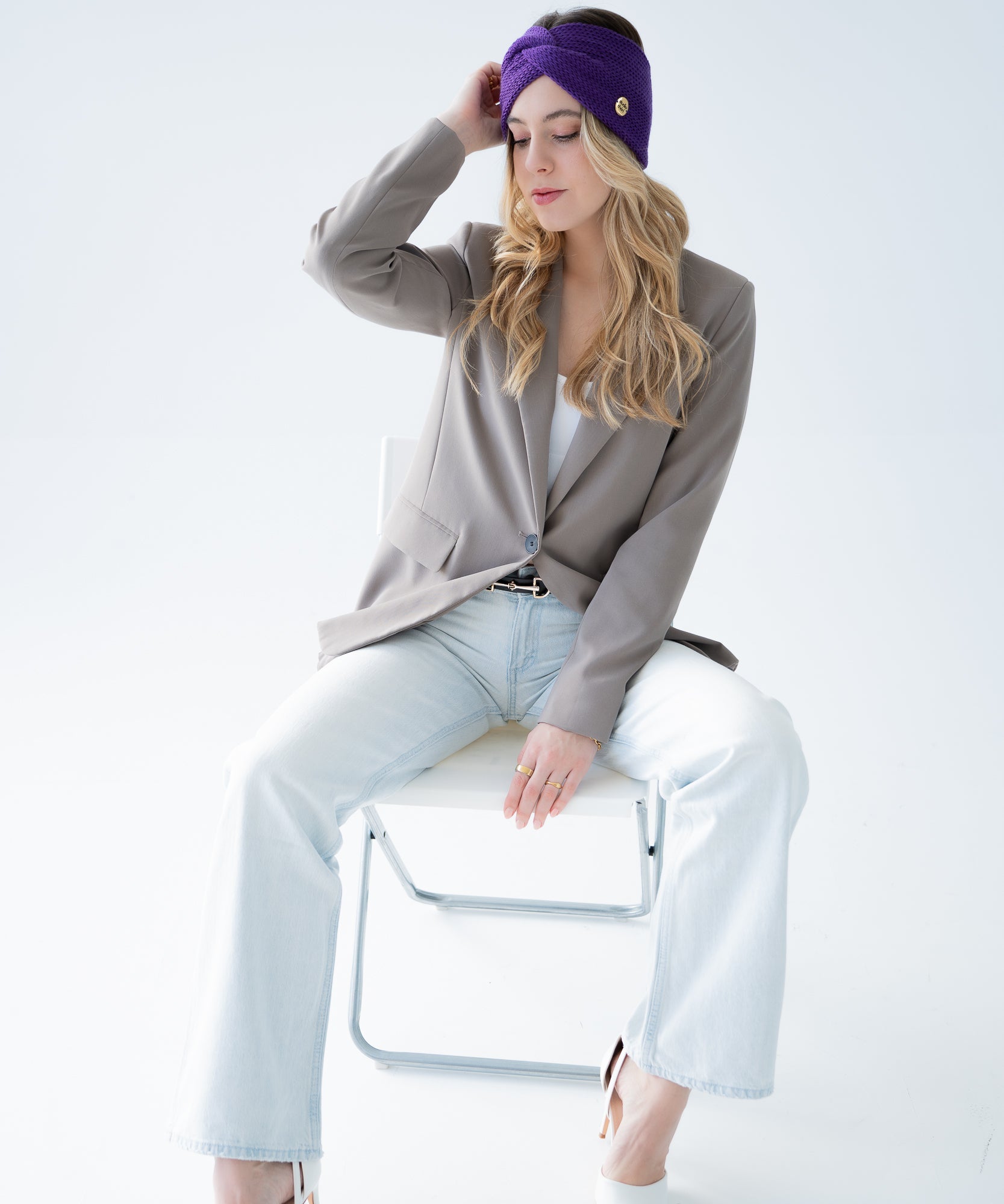 Stirnband aus Merinowolle - Plum - Lila - Studio Chéri