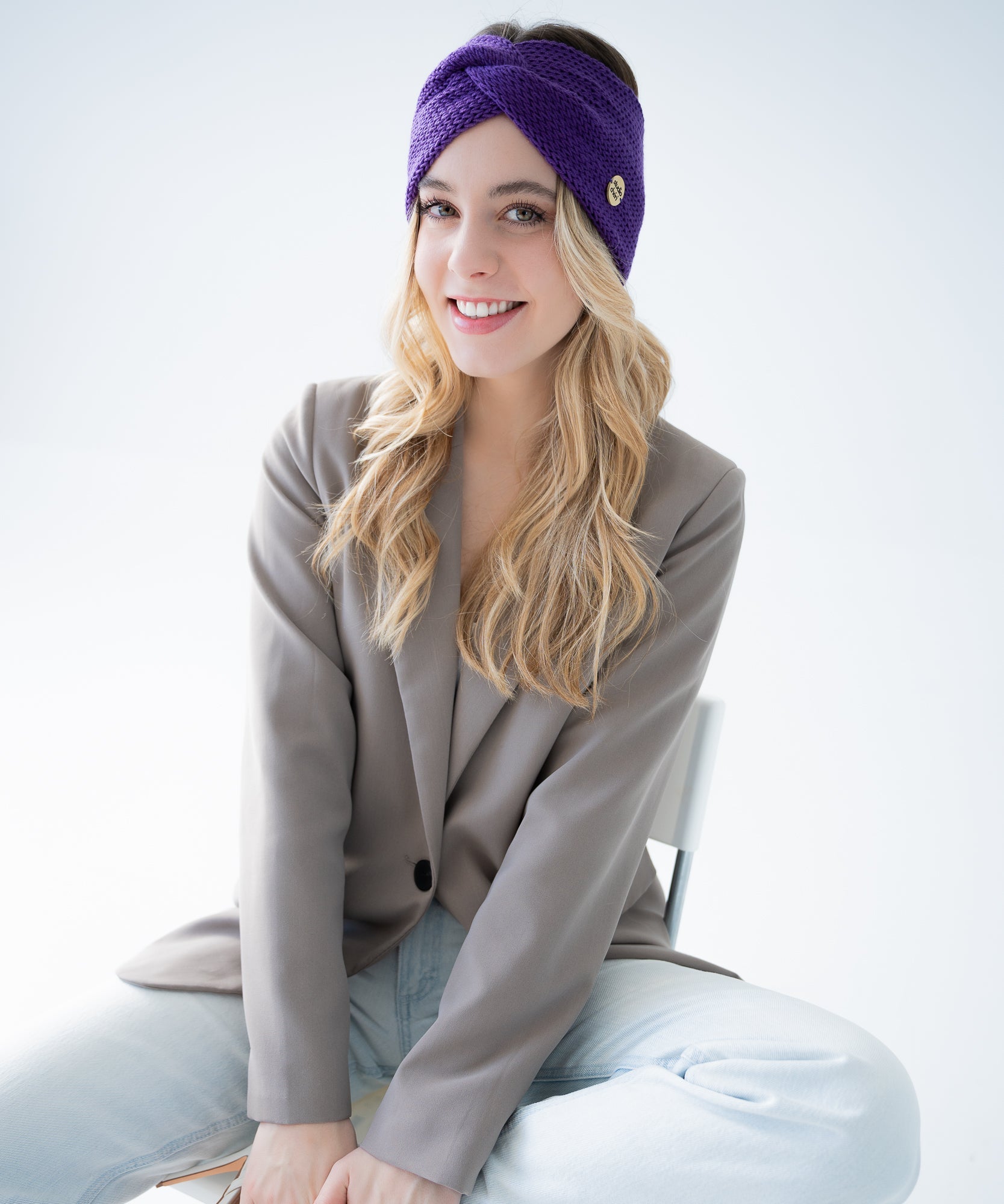 Stirnband aus Merinowolle - Plum - Lila - Studio Chéri