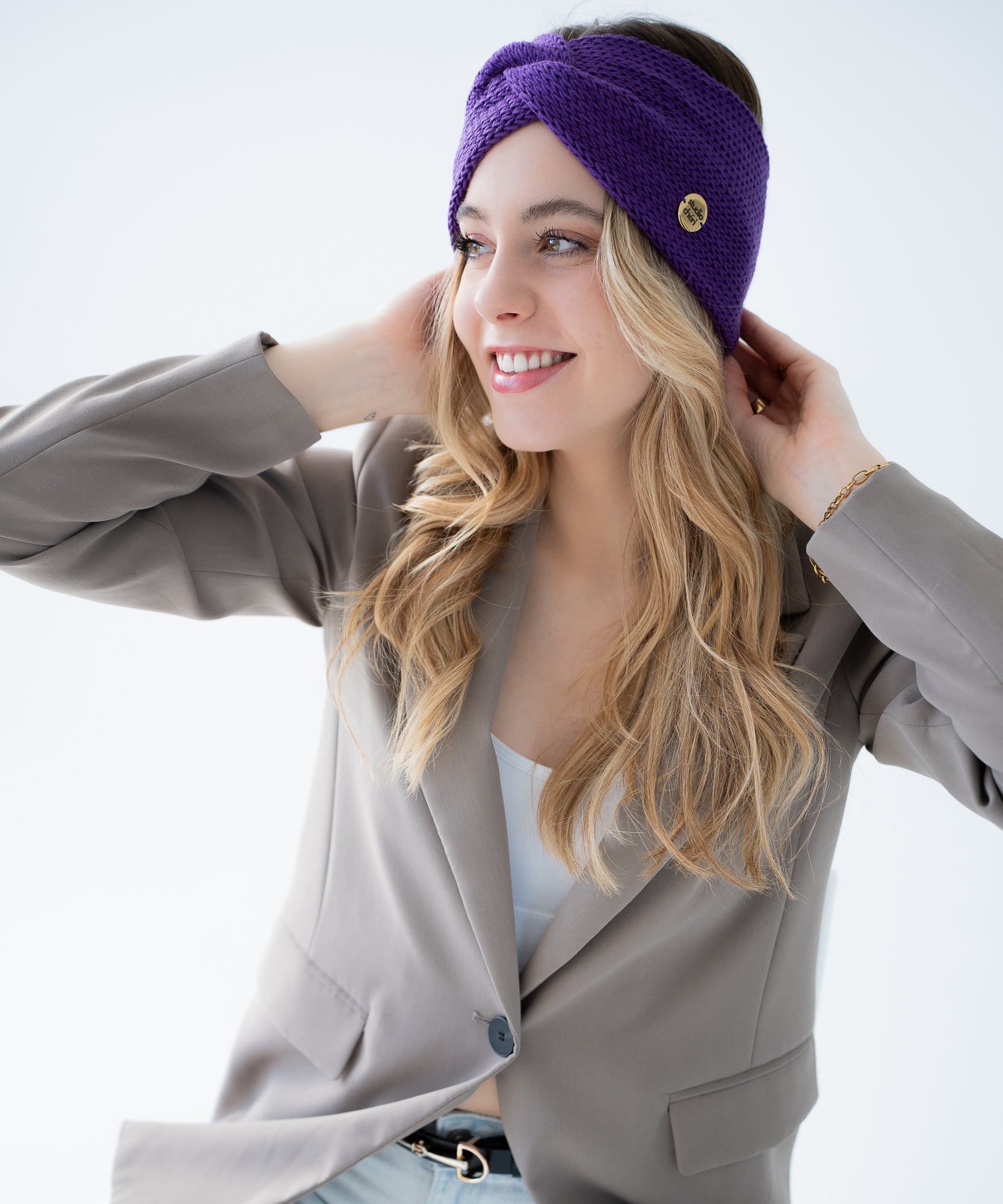 Stirnband aus Merinowolle - Plum - Lila - Studio Chéri