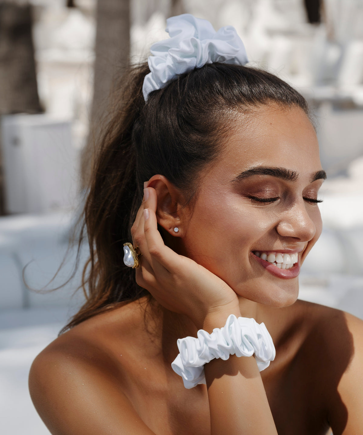 Swim & Sweat Scrunchie - Ocean White - Weiß - Studio Chéri