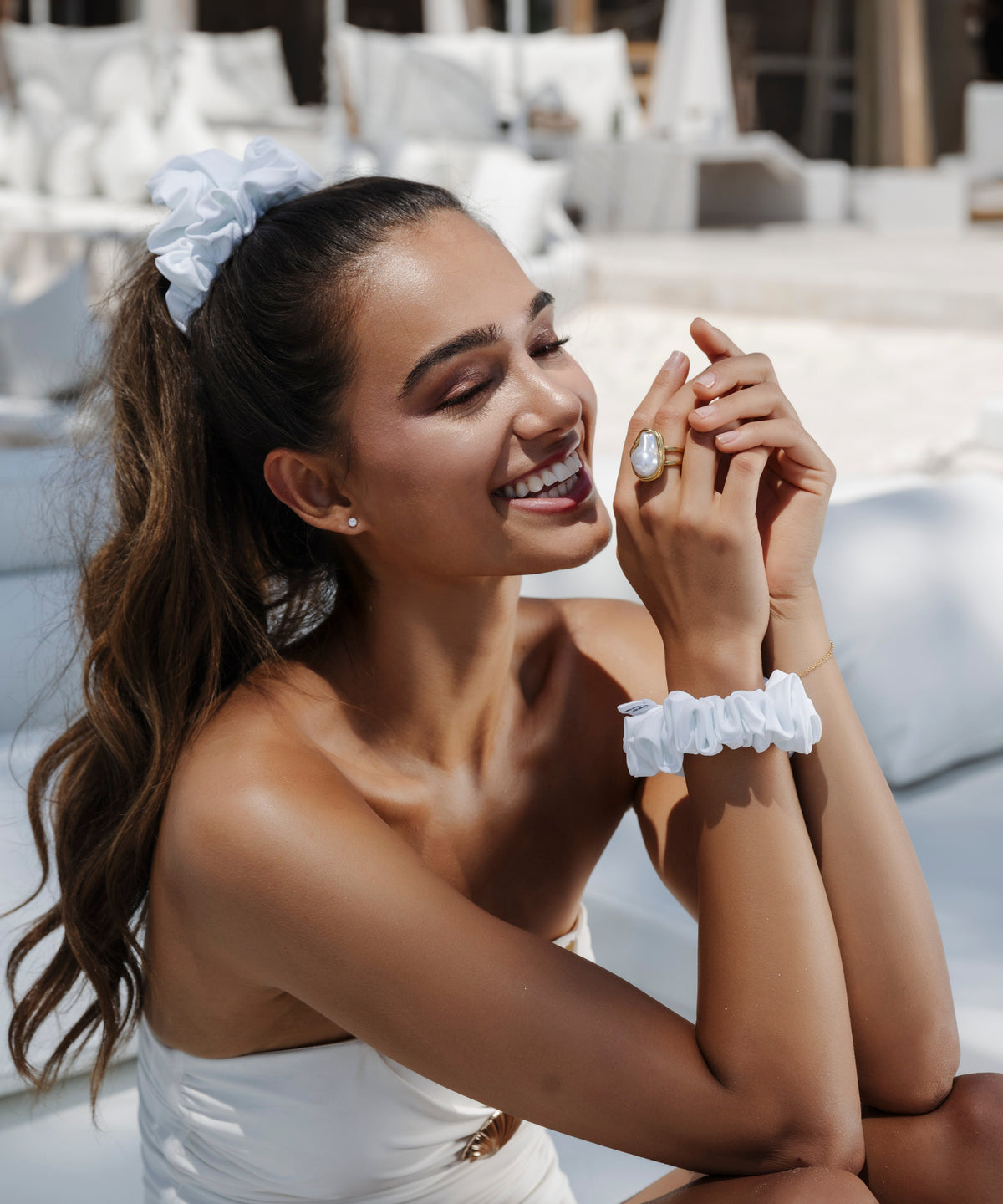 Swim & Sweat Scrunchie - Ocean White - Weiß - Studio Chéri
