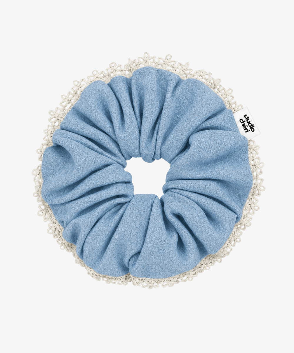 Taylor - Jeans Scrunchie mit Spitzenrand - Blau - Studio Chéri
