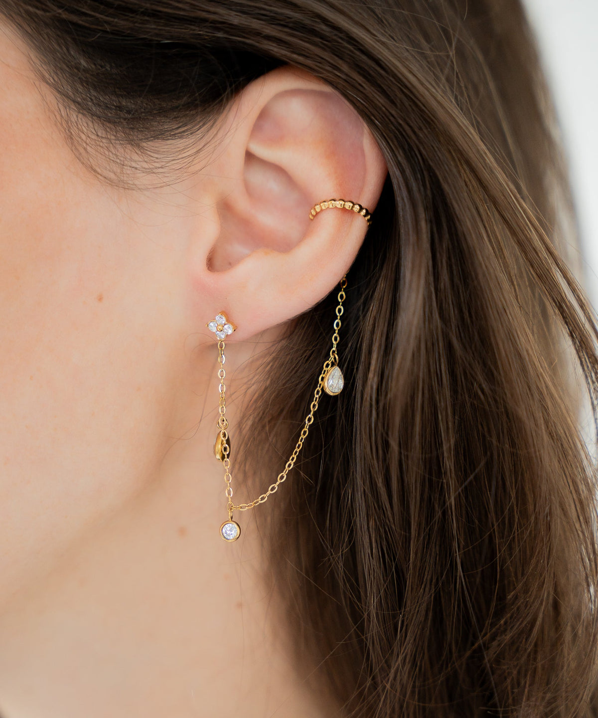 Timeless - 18K Ohrringe mit Earcuff - Gold - Studio Chéri