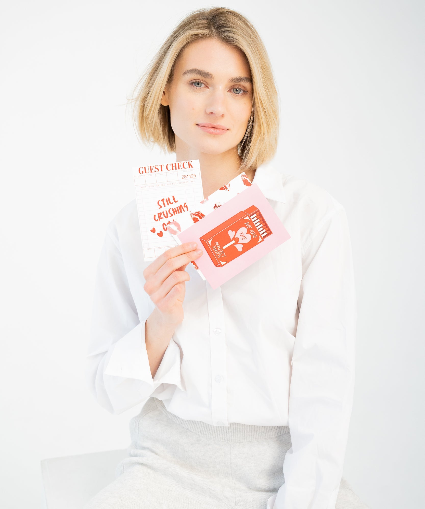 VALENTINE | 3er Postkarten - Set - Rot/Rosa/Weiß - Studio Chéri