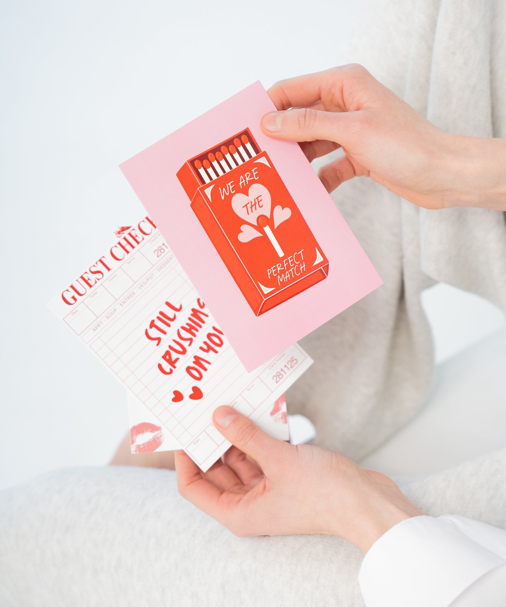 VALENTINE | 3er Postkarten - Set - Rot/Rosa/Weiß - Studio Chéri