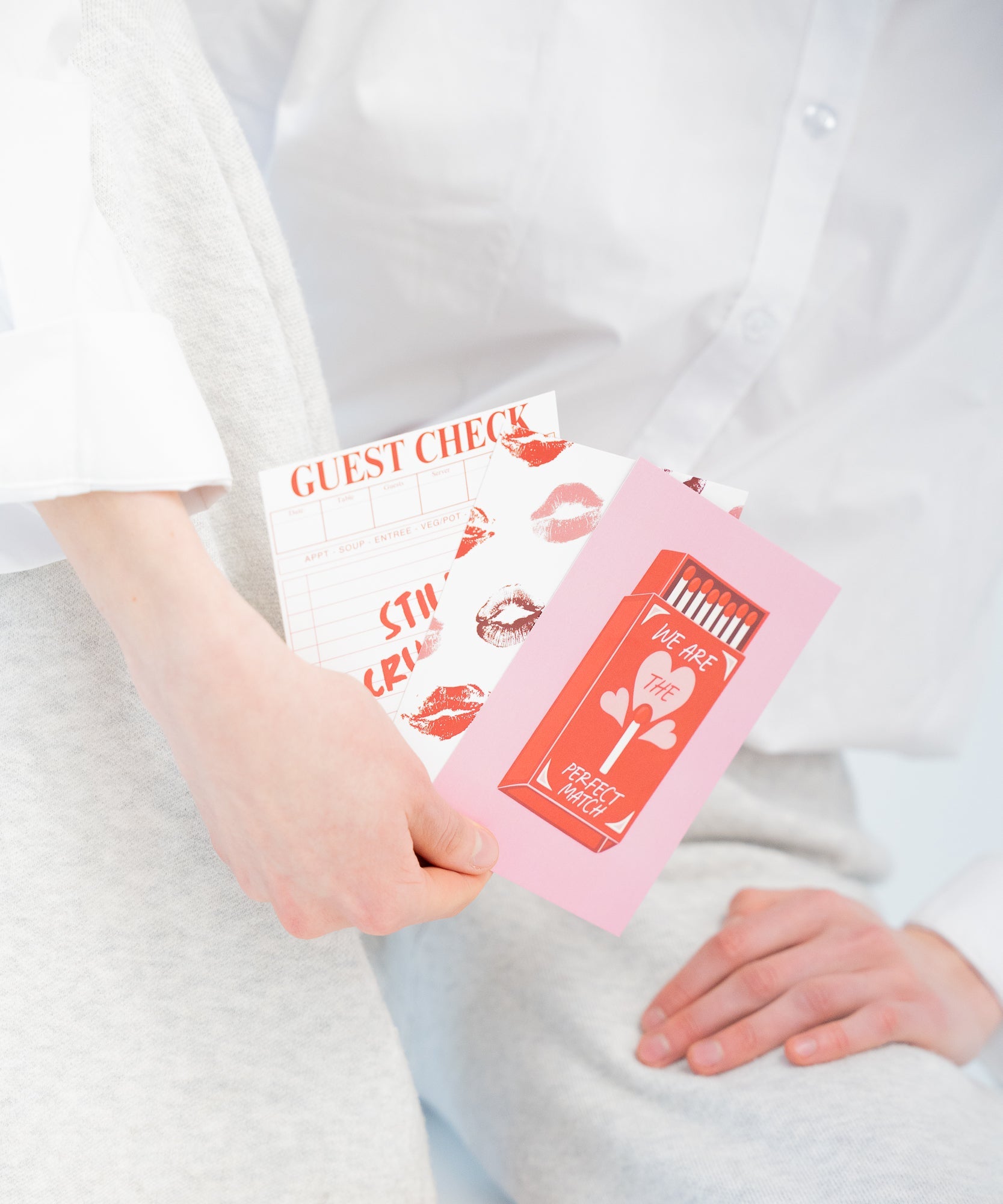 VALENTINE | 3er Postkarten - Set - Rot/Rosa/Weiß - Studio Chéri