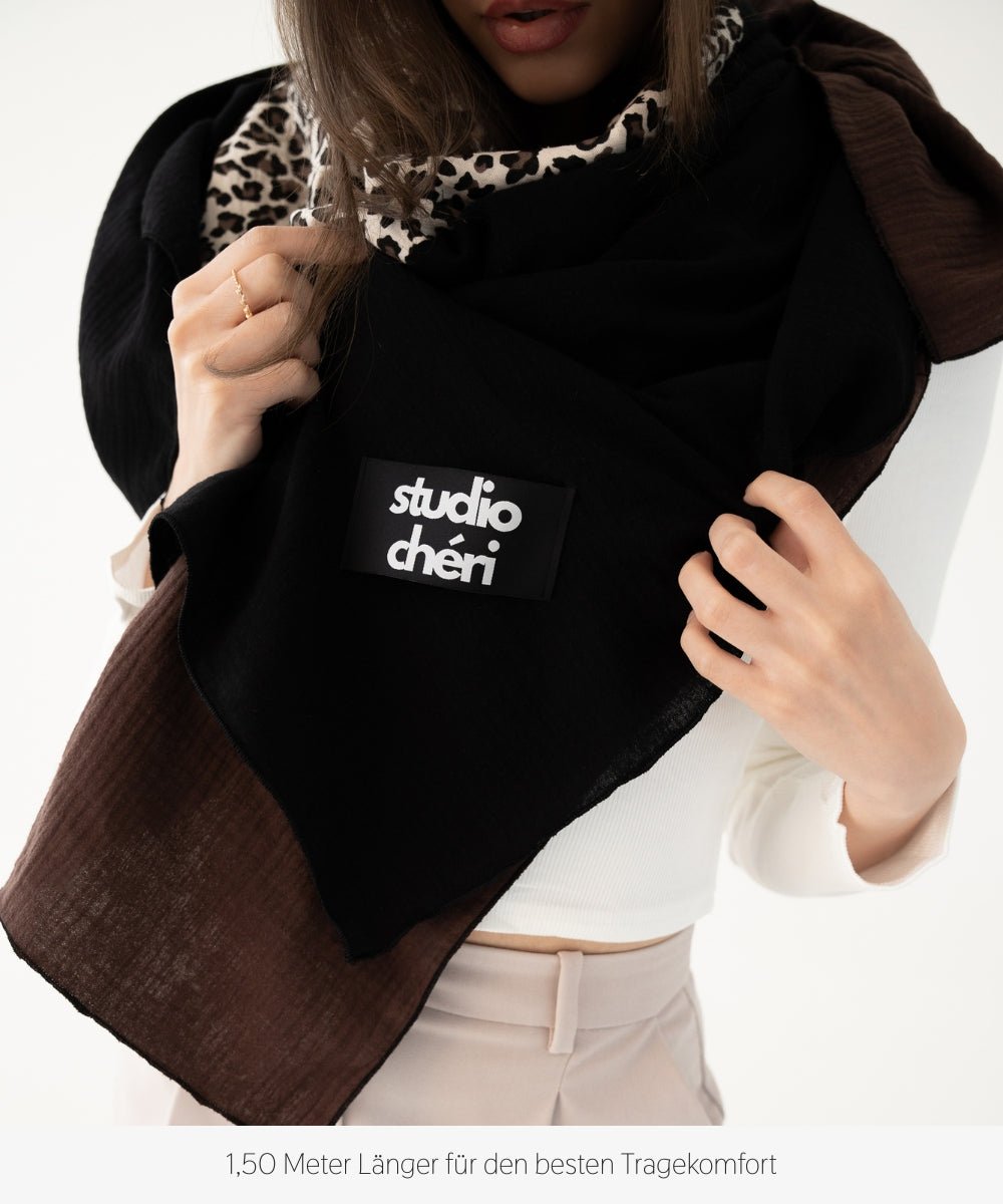 XXL Musselin Tuch | Limited - Schwarz/Braun/Beige - Studio Chéri