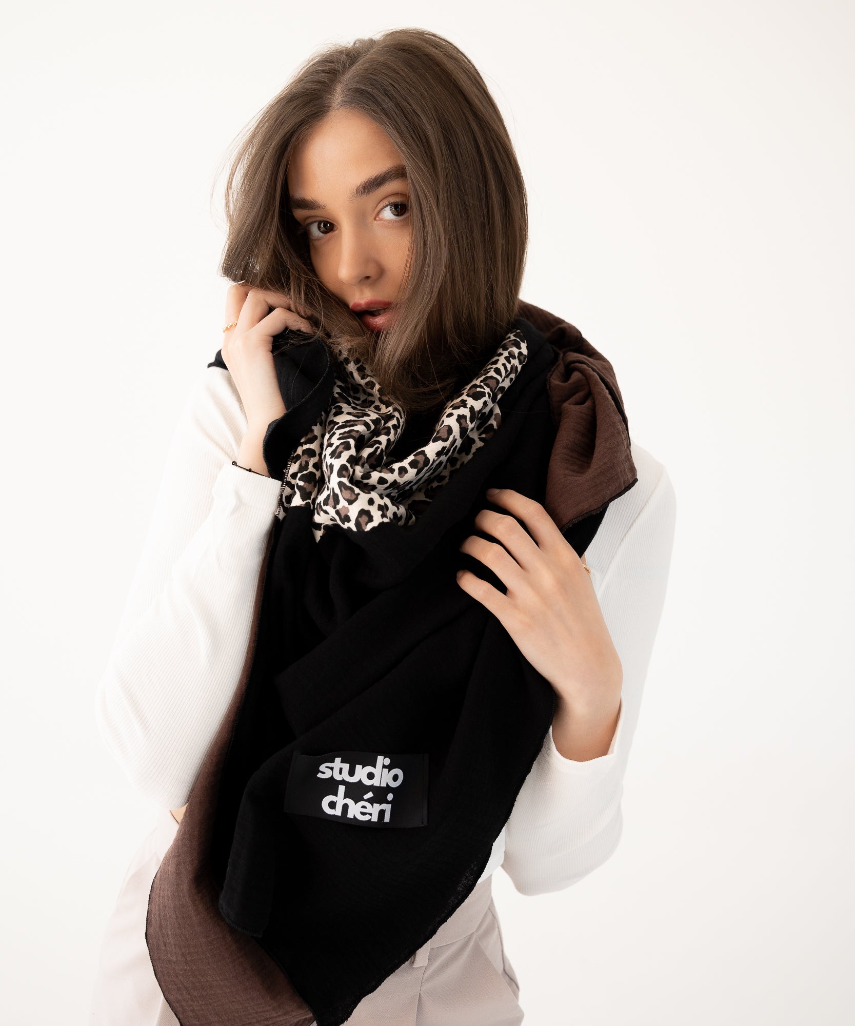 XXL Musselin Tuch | Limited - Schwarz/Braun/Beige - Studio Chéri